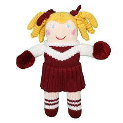 Cheerleader Knit Doll - Maroon & White - Petit Ami & Zubels All Baby! Toy