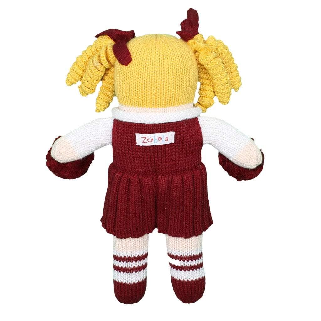 Cheerleader Knit Doll - Maroon &amp; White - Petit Ami &amp; Zubels All Baby! Toy