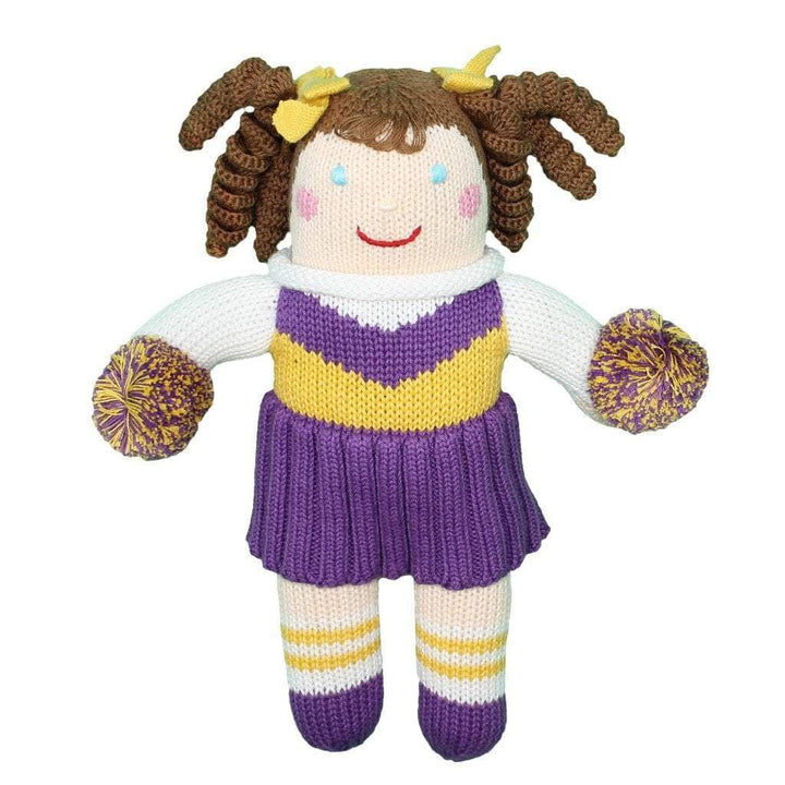 Cheerleader Knit Doll - Purple &amp; Gold - Petit Ami &amp; Zubels All Baby! Toy