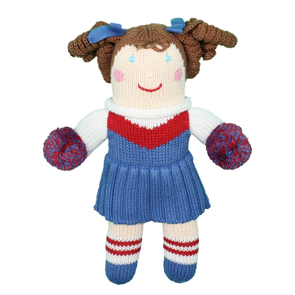 Cheerleader Knit Doll - Red & Royal Blue - Petit Ami & Zubels All Baby! Toy