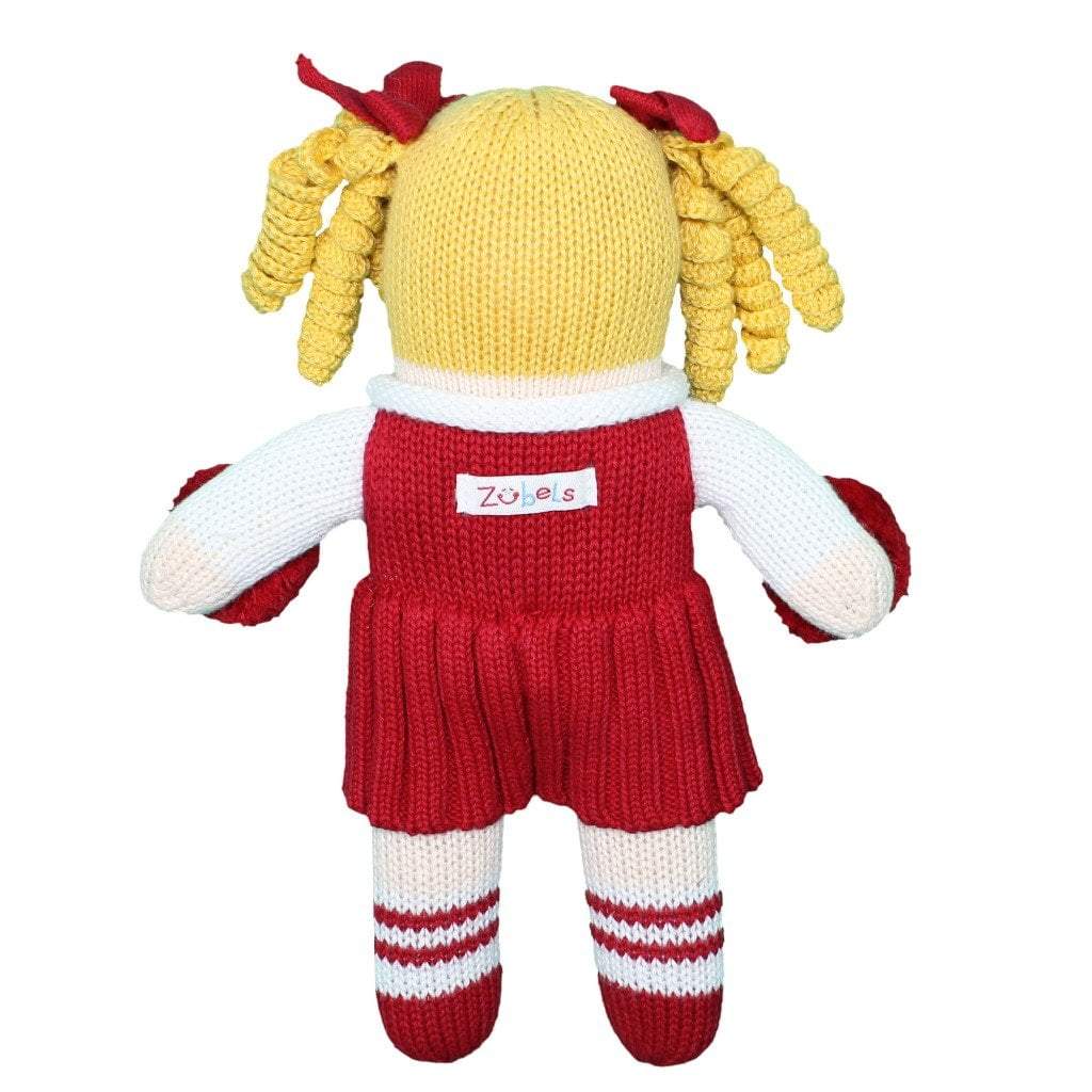 Cheerleader Knit Doll - Red & White | Zubels Hand-Knit Dolls