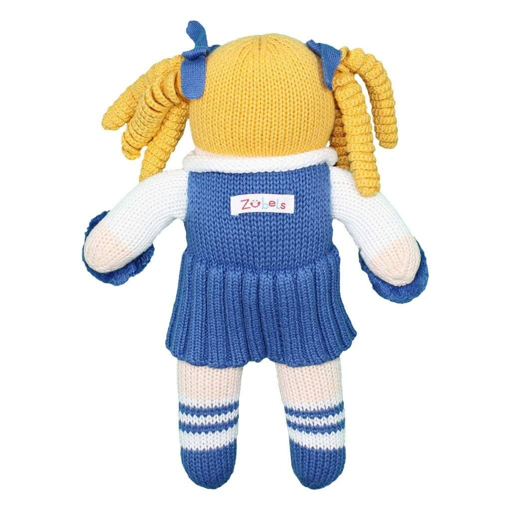 Cheerleader Knit Doll - Royal Blue & White - Petit Ami & Zubels All Baby! Toy