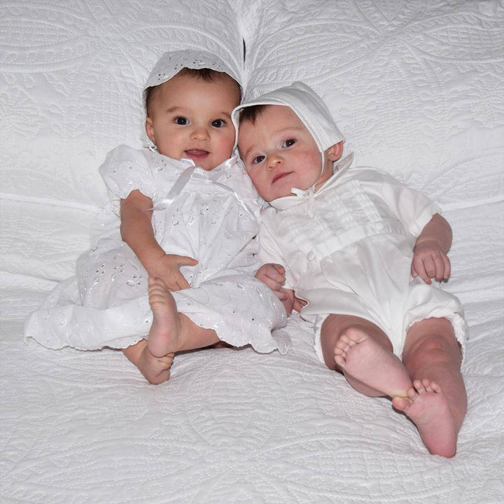 Christening Knicker &amp; Bonnet with Pintucks - Petit Ami &amp; Zubels All Baby! Romper