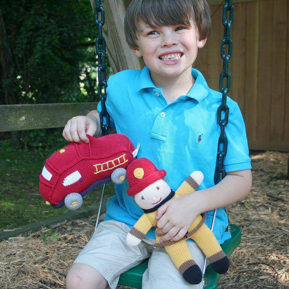 Chuck the Fire Truck Knit Toy - Petit Ami &amp; Zubels All Baby! Toy