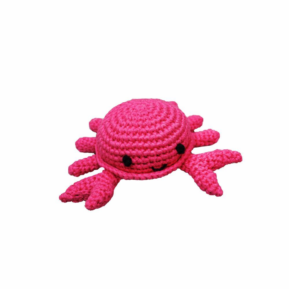 Crab Hand Crochet Rattle in Magenta - Petit Ami & Zubels All Baby! Toy