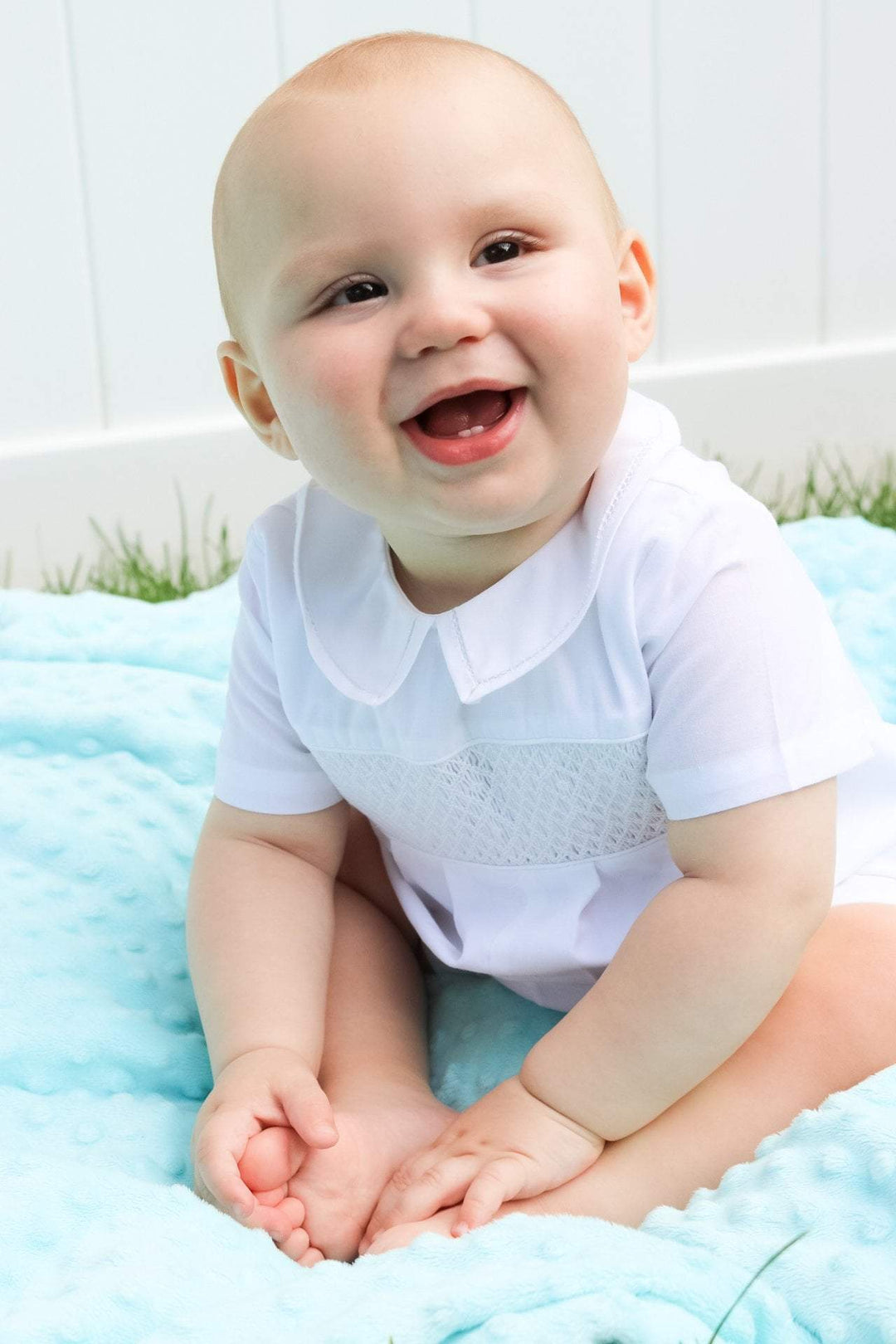 Diamond Smocked Romper - Petit Ami &amp; Zubels All Baby! Romper