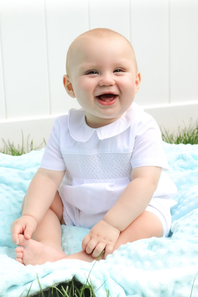 Diamond Smocked Romper - Petit Ami & Zubels All Baby! Romper