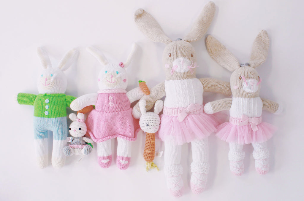 Knit bunny toys by Zubels_100 percent cotton yarn_artisan made