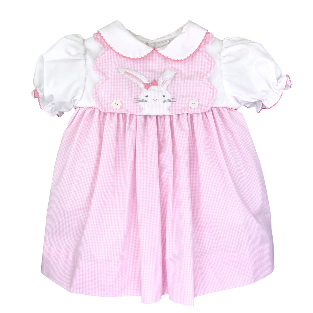 Dress with Removable Easter Bunny & Dog Applique Bib - Petit Ami & Zubels All Baby! Dress