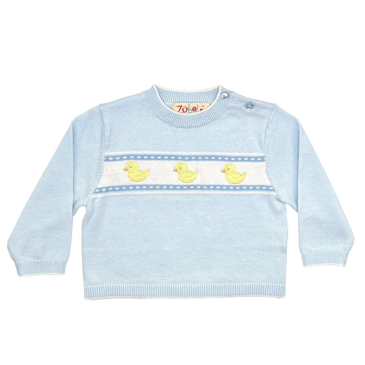 Duck Lightweight Knit Sweater in Blue - Petit Ami &amp; Zubels All Baby! Sweater