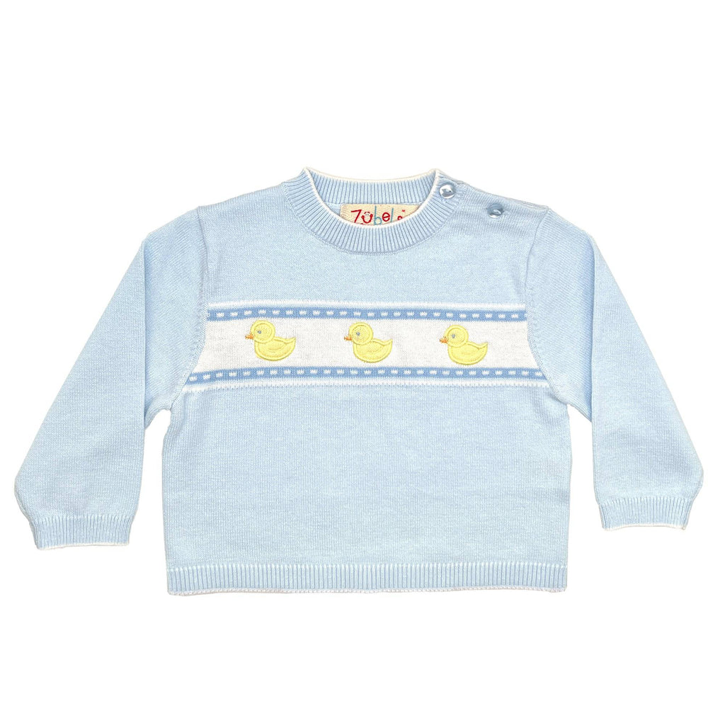 Duck Lightweight Knit Sweater in Blue - Petit Ami & Zubels All Baby! Sweater