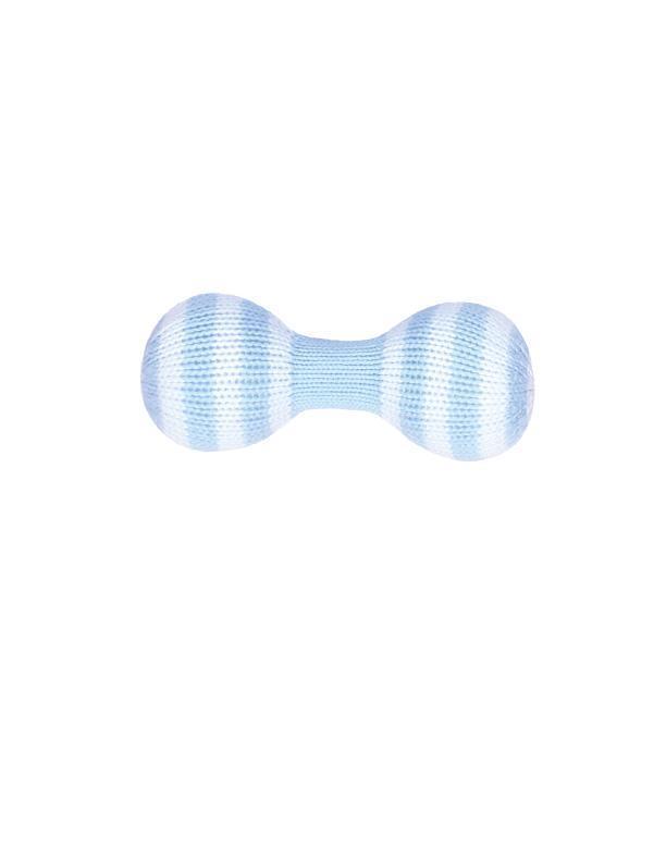 Dumbbell Knit Rattle in Blue - Petit Ami &amp; Zubels All Baby! Toy