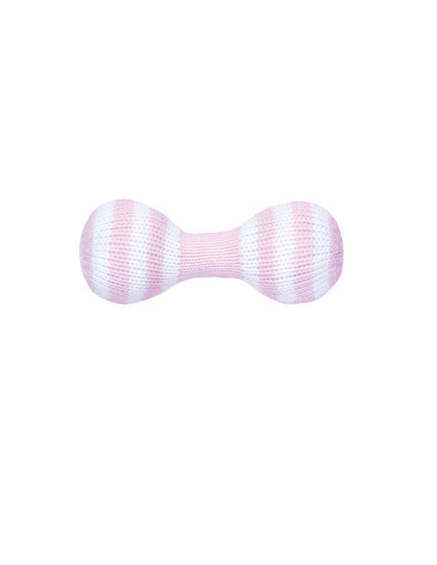 Dumbbell Knit Rattle in Pink - Petit Ami & Zubels All Baby! Toy
