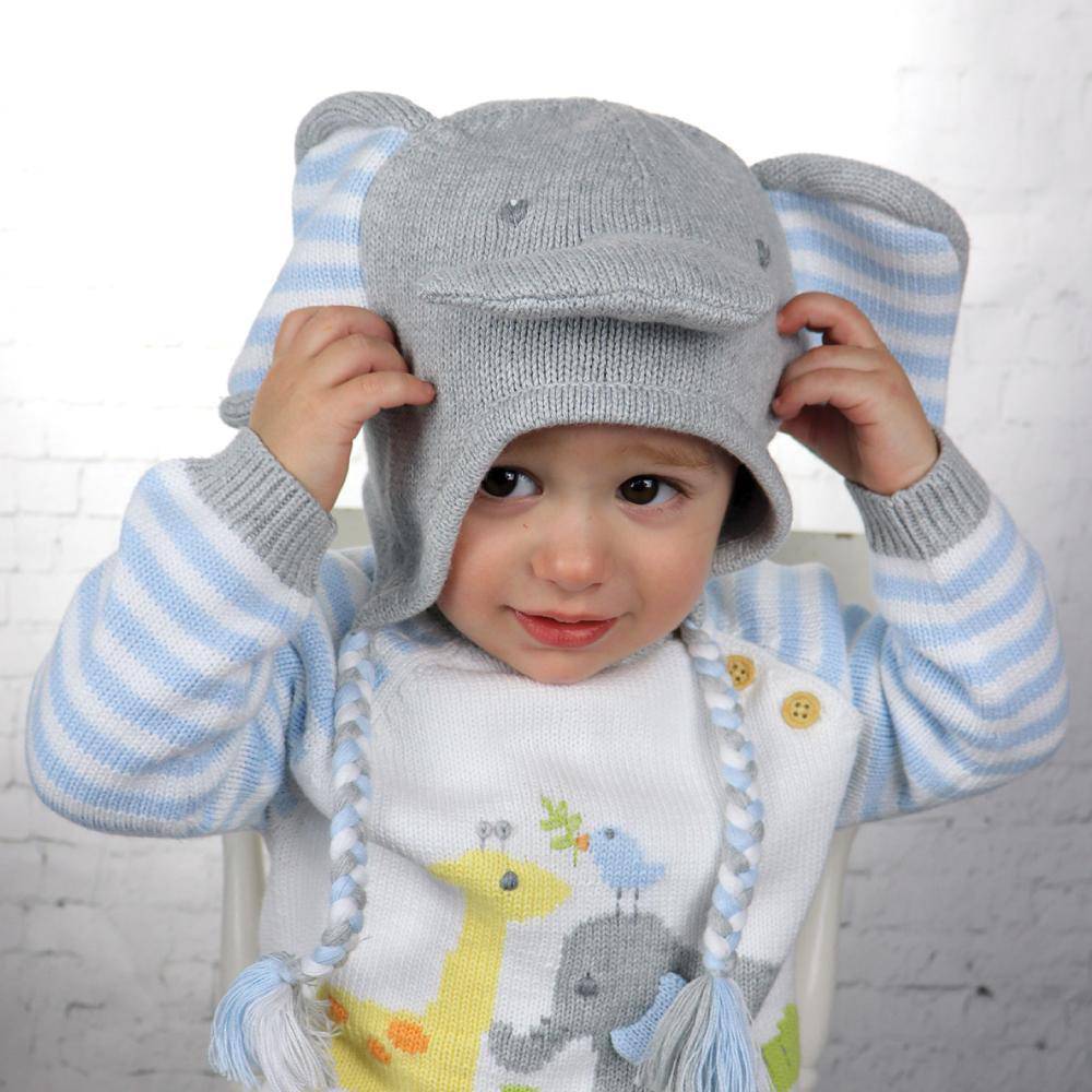 Elephant Knit Hat in Blue - Petit Ami & Zubels All Baby! Hat