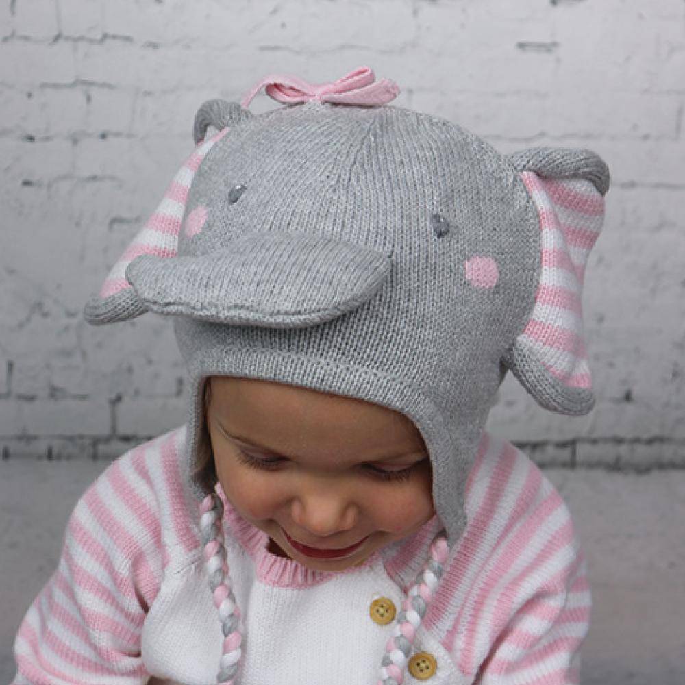 Elephant Knit Hat in Pink - Petit Ami & Zubels All Baby! Hat