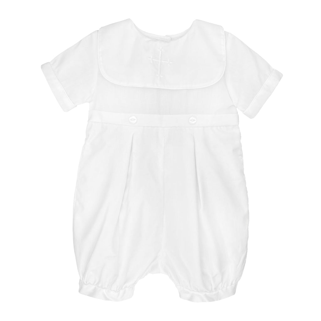 Embroidered Cross Christening Romper - Petit Ami & Zubels All Baby! Romper