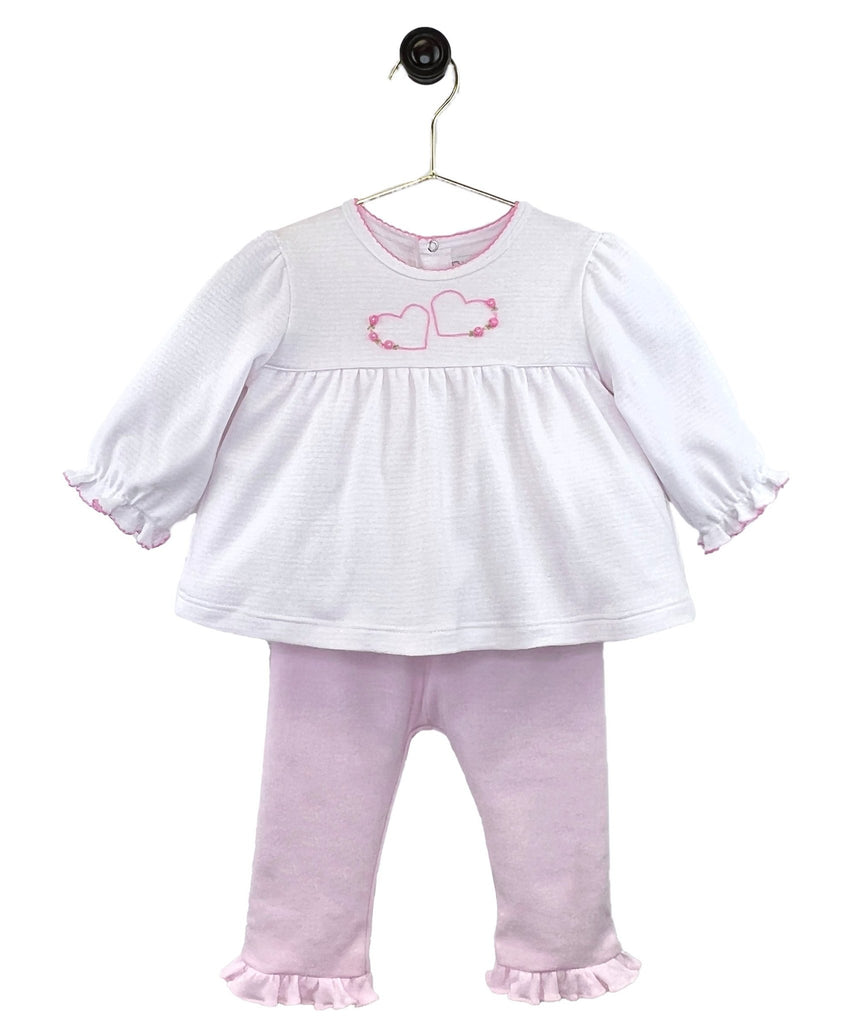 Embroidered Heart Knit Top & Pant Set - Petit Ami & Zubels All Baby! Top & Pant Set