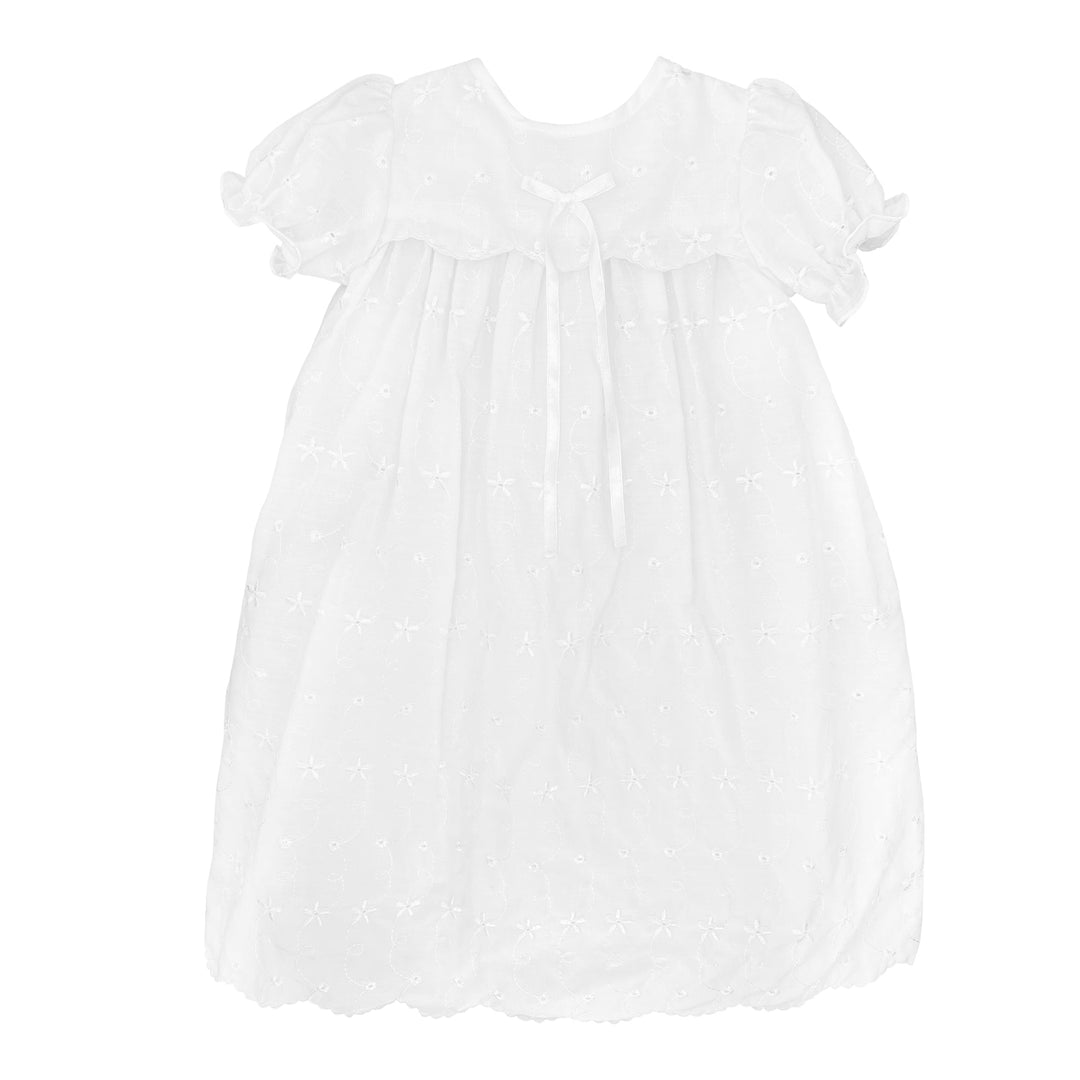 Petit Ami Baby Girls' Hand-Embroidered Eyelet Christening Gown, White Petit Ami Baby Girls' Hand-Embroidered Eyelet Christening Gown, White