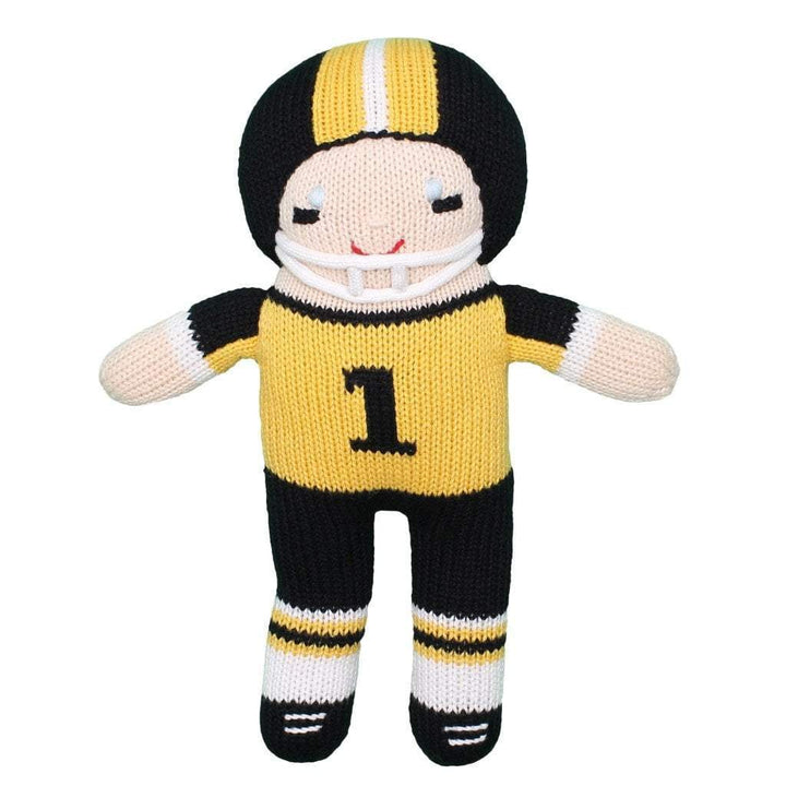 Football Player Knit Doll - Gold &amp; Black - Petit Ami &amp; Zubels All Baby! Toy