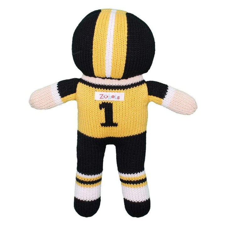 Football Player Knit Doll - Gold &amp; Black - Petit Ami &amp; Zubels All Baby! Toy