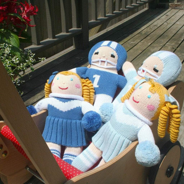 Football Player Knit Doll - Light Blue &amp; White - Petit Ami &amp; Zubels All Baby! Toy