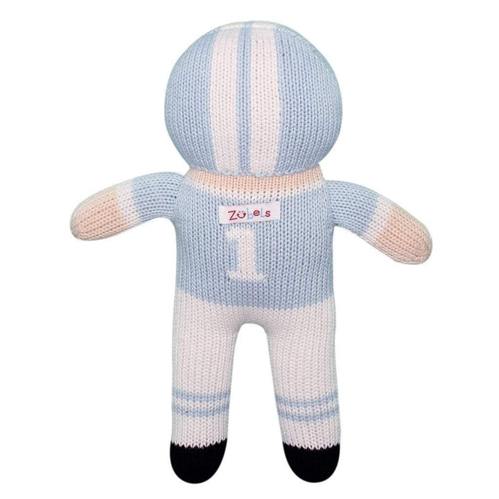 Football Player Knit Doll - Light Blue &amp; White - Petit Ami &amp; Zubels All Baby! Toy