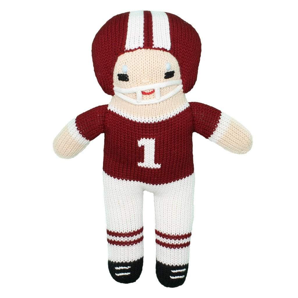 Football Player Knit Doll - Maroon & White - Petit Ami & Zubels All Baby! Toy