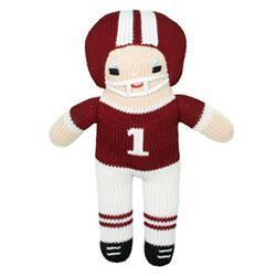 Football Player Knit Doll - Maroon &amp; White - Petit Ami &amp; Zubels All Baby! Toy