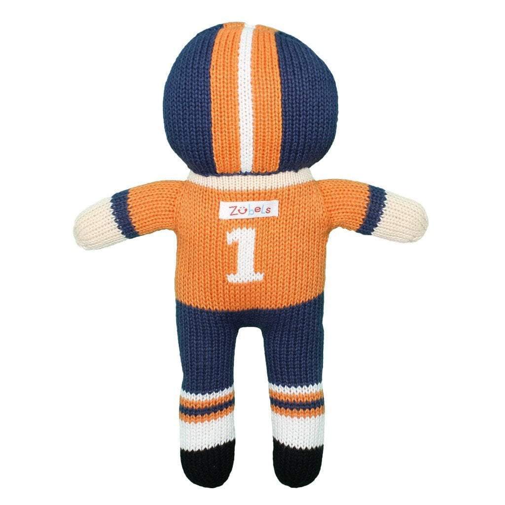 Football Player Knit Doll - Orange &amp; Navy - Petit Ami &amp; Zubels All Baby! Toy