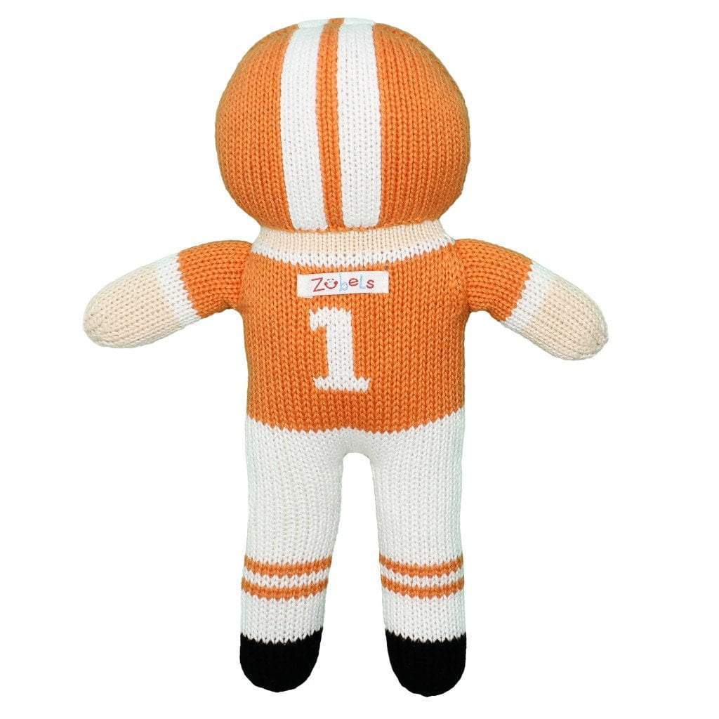 Football Player Knit Doll - Orange &amp; White - Petit Ami &amp; Zubels All Baby! Toy