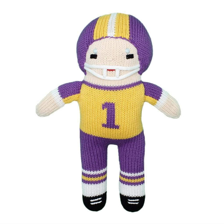 Football Player Knit Doll - Purple &amp; Gold - Petit Ami &amp; Zubels All Baby! Toy