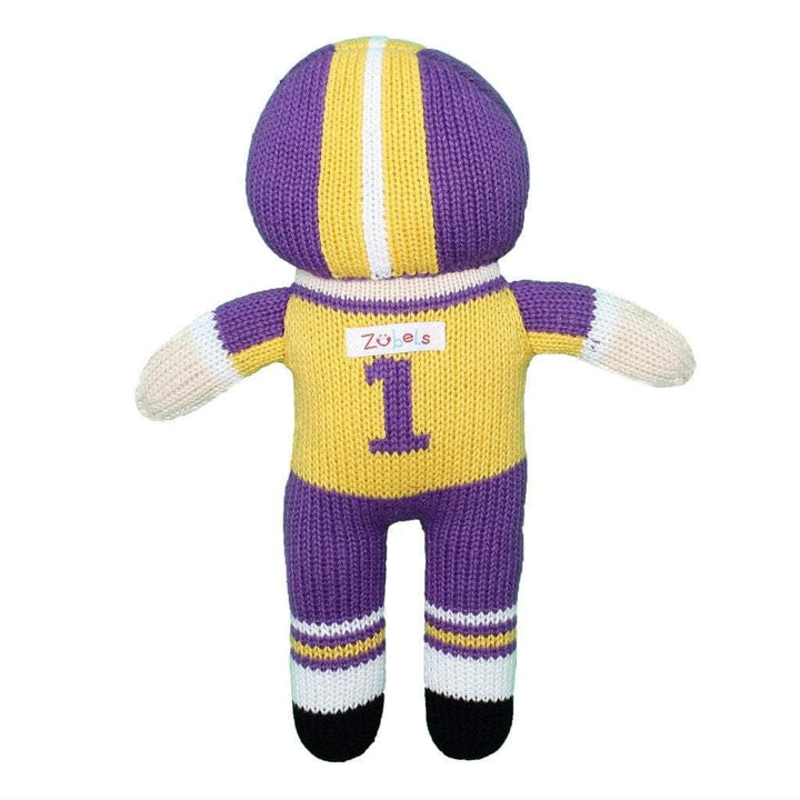 Football Player Knit Doll - Purple &amp; Gold - Petit Ami &amp; Zubels All Baby! Toy