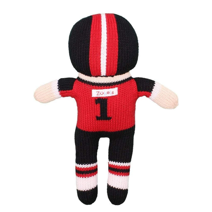 Football Player Knit Doll - Red &amp; Black - Petit Ami &amp; Zubels All Baby! Toy