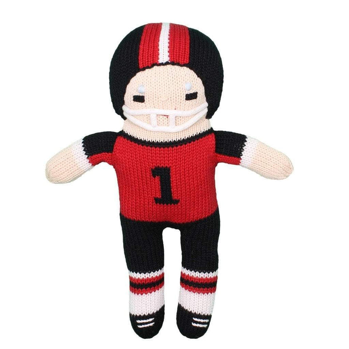 Football Player Knit Doll - Red &amp; Black - Petit Ami &amp; Zubels All Baby! Toy