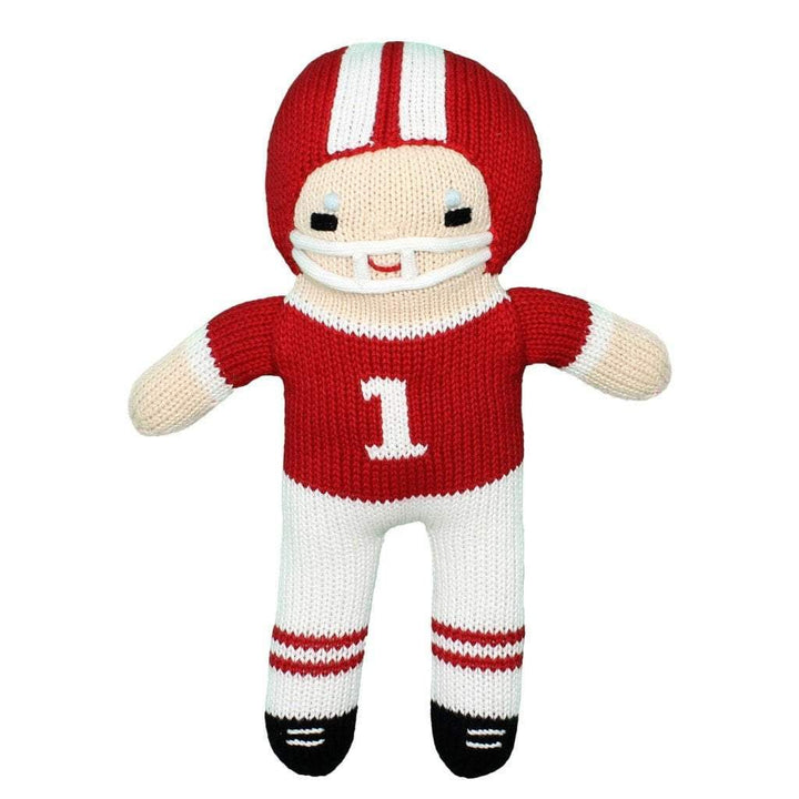 Football Player Knit Doll - Red &amp; White - Petit Ami &amp; Zubels All Baby! Toy
