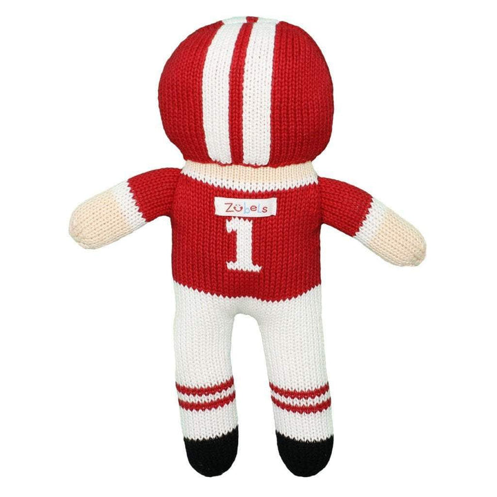 Football Player Knit Doll - Red &amp; White - Petit Ami &amp; Zubels All Baby! Toy