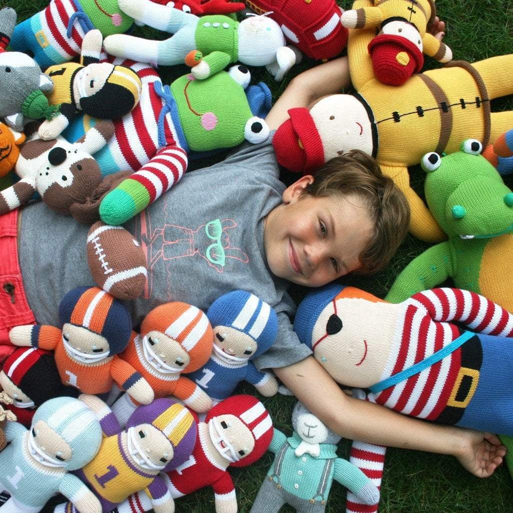 Football Player Knit Doll - Red &amp; White - Petit Ami &amp; Zubels All Baby! Toy