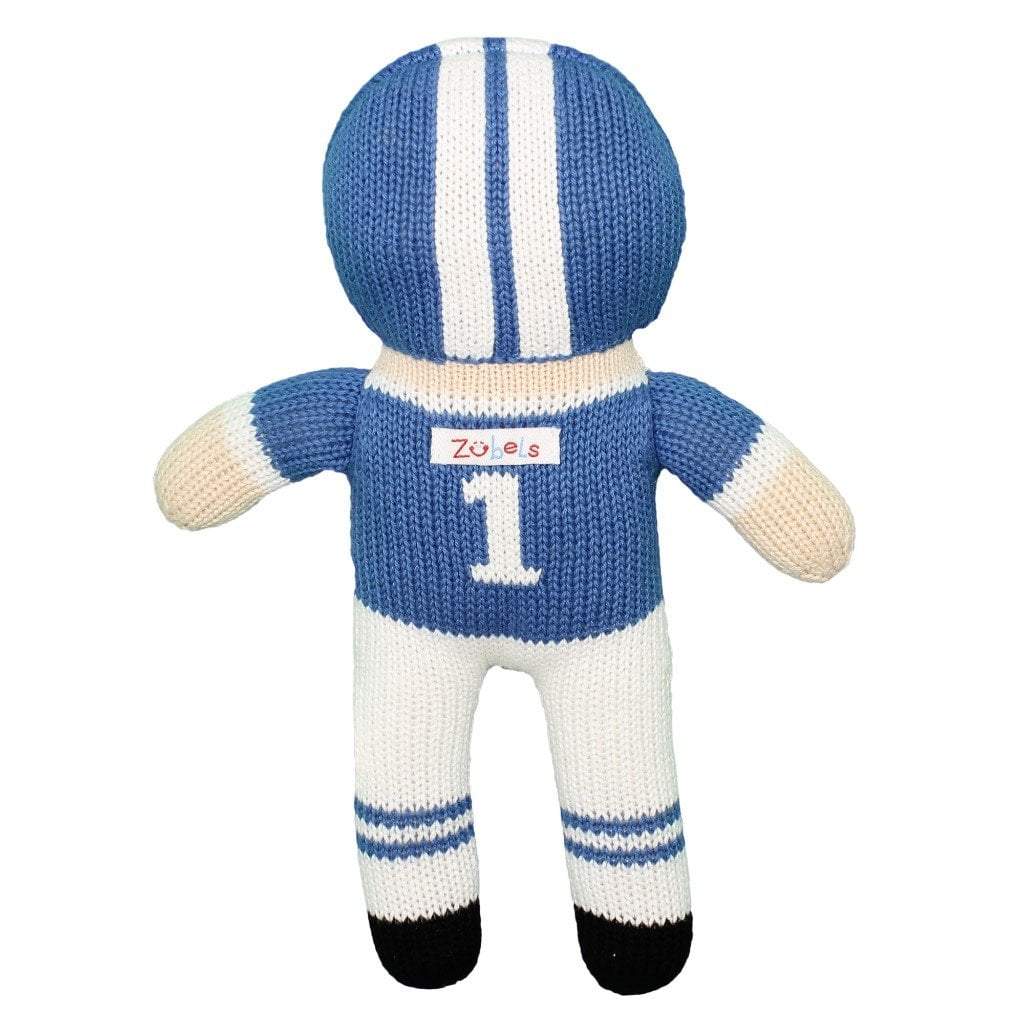 Football Player Knit Doll - Royal Blue &amp; White - Petit Ami &amp; Zubels All Baby! Toy