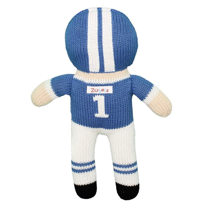 Football Player Knit Doll - Royal Blue &amp; White - Petit Ami &amp; Zubels All Baby! Toy
