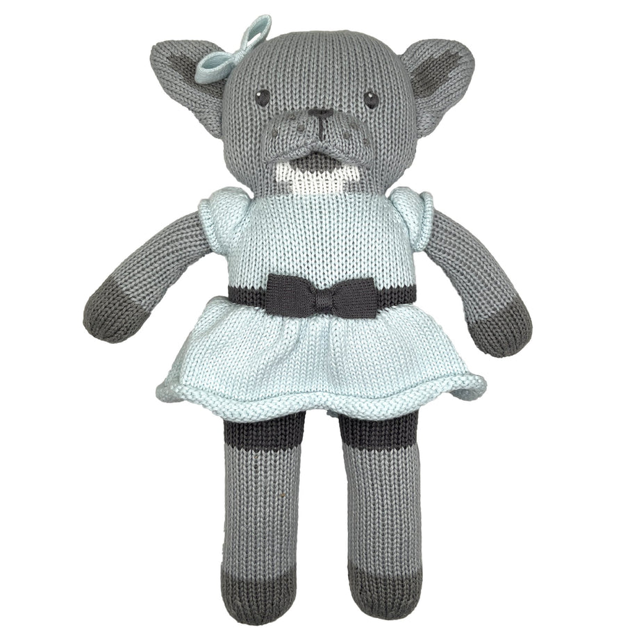 Francesca the Knit French Bulldog Doll Zubels Hand Knit Dolls Petit Ami Zubels All Baby