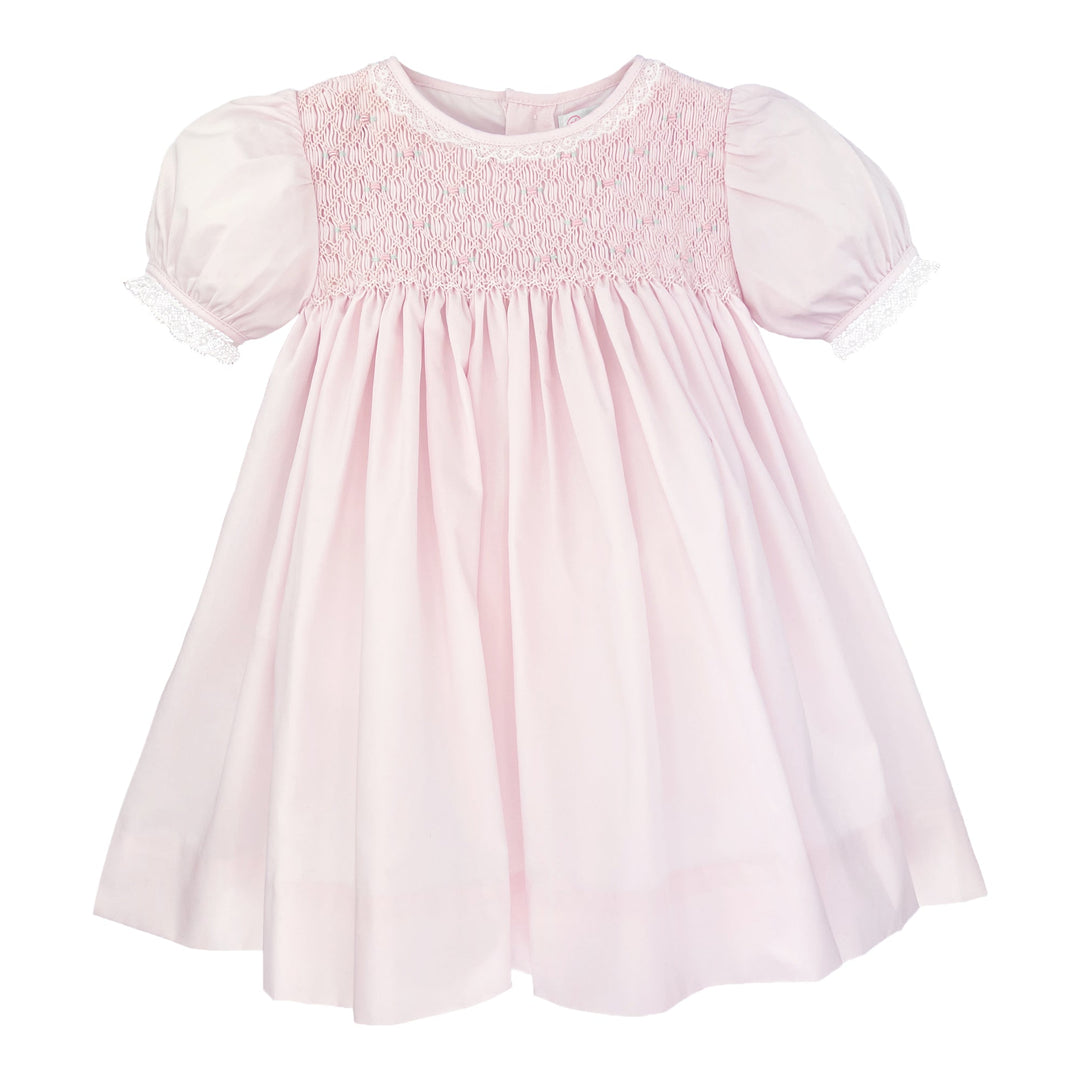 Fully Smocked Dress with French Lace - Petit Ami & Zubels All Baby! Dress