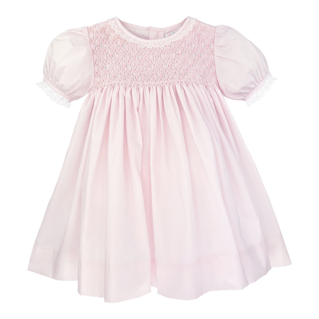 Fully Smocked Dress with French Lace - Petit Ami & Zubels All Baby! Dress