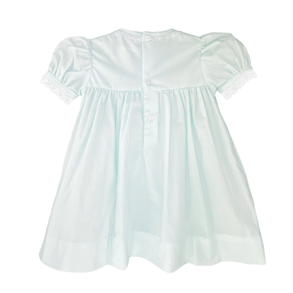 Fully Smocked Dress with French Lace - Petit Ami & Zubels All Baby! Dress