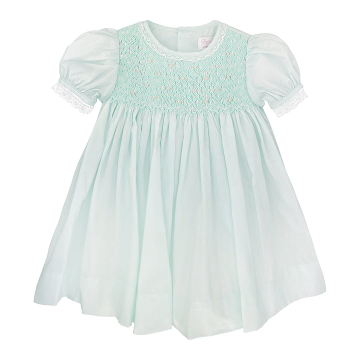 Fully Smocked Dress with French Lace - Petit Ami &amp; Zubels All Baby! Dress
