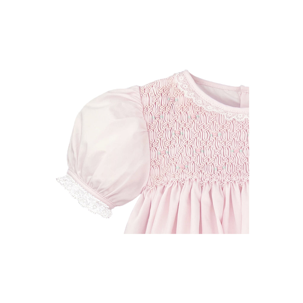 Fully Smocked Dress with French Lace - Petit Ami & Zubels All Baby! Dress