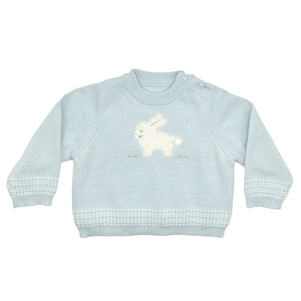 Fuzzy Bunny Lightweight Knit Sweater in Blue - Petit Ami & Zubels All Baby! Sweater