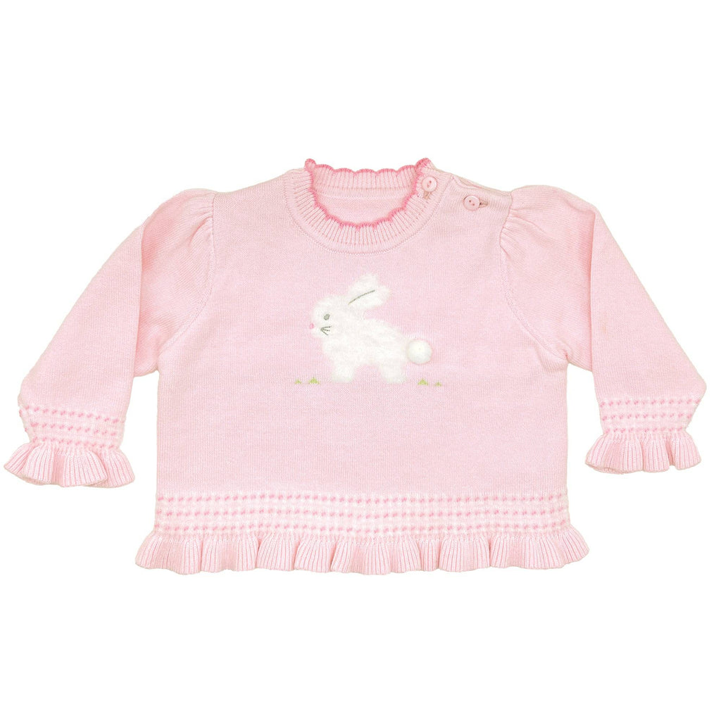 Fuzzy Bunny Lightweight Knit Sweater in Pink - Petit Ami & Zubels All Baby! Sweater