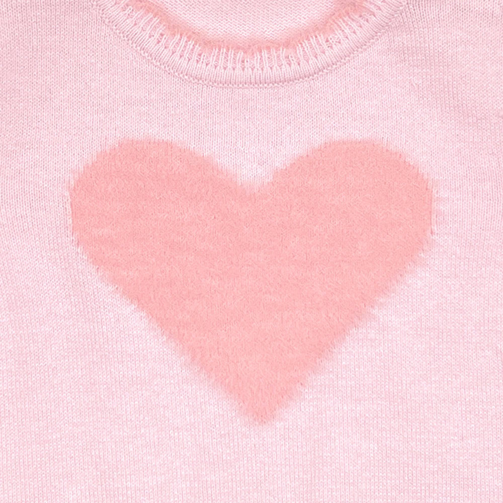Fuzzy Heart Lightweight Knit Sweater in Pink - Petit Ami & Zubels All Baby! Sweater