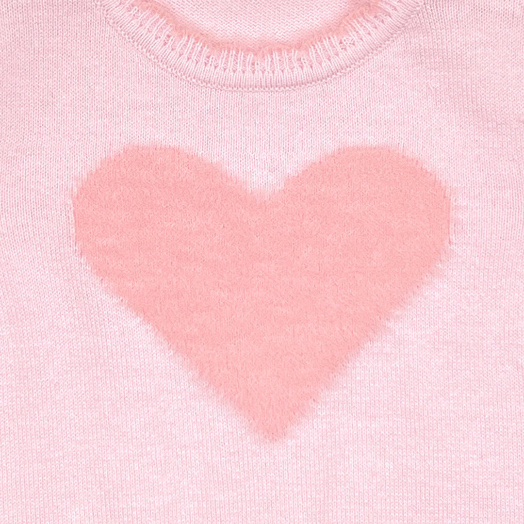 Fuzzy Heart Lightweight Knit Sweater in Pink - Petit Ami &amp; Zubels All Baby! Sweater