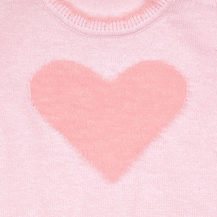 Fuzzy Heart Lightweight Knit Sweater in Pink - Petit Ami &amp; Zubels All Baby! Sweater